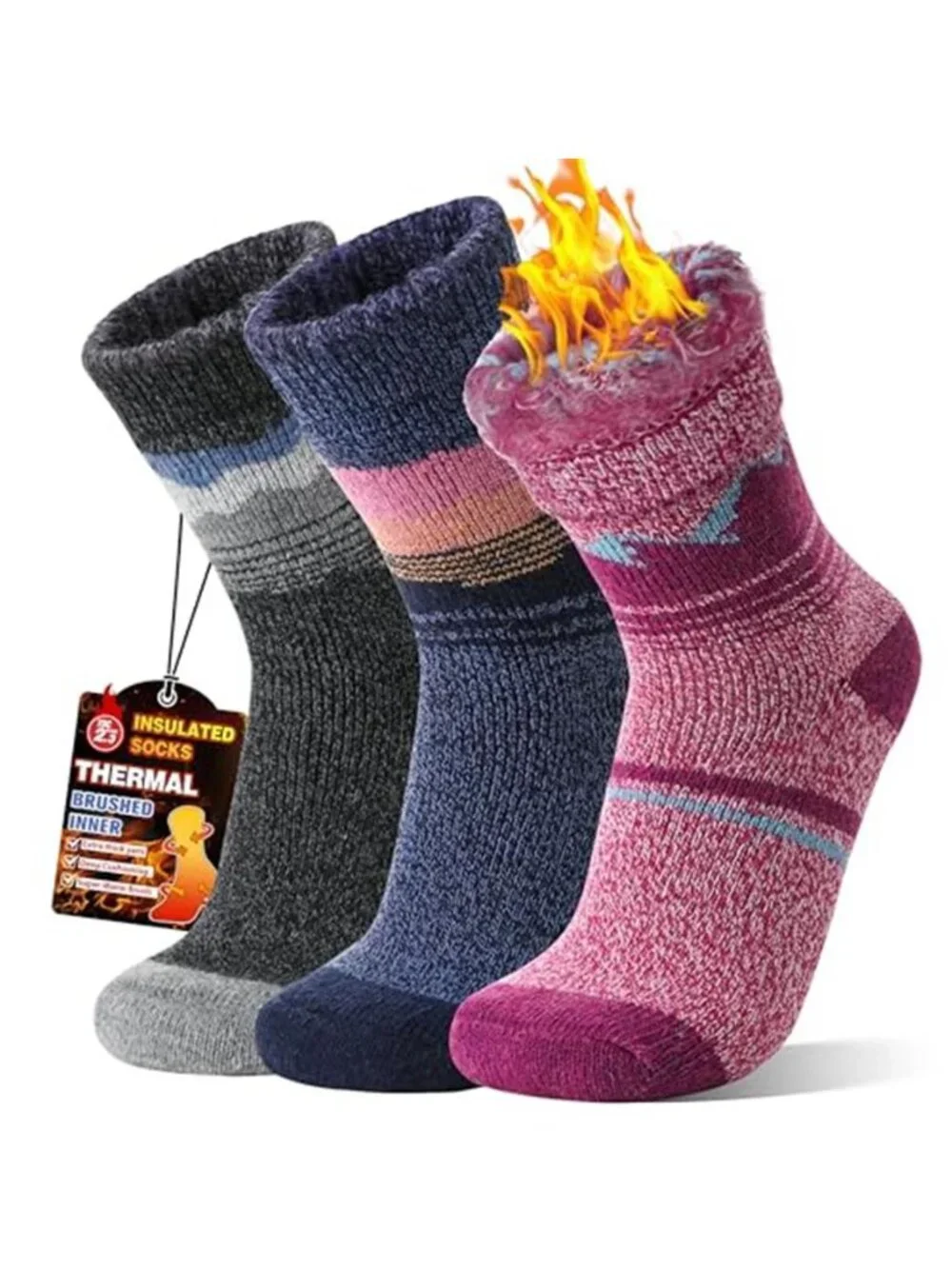 3 Pairs Women's Thermal Warm Socks Thick Winter Extra Warm Insulated